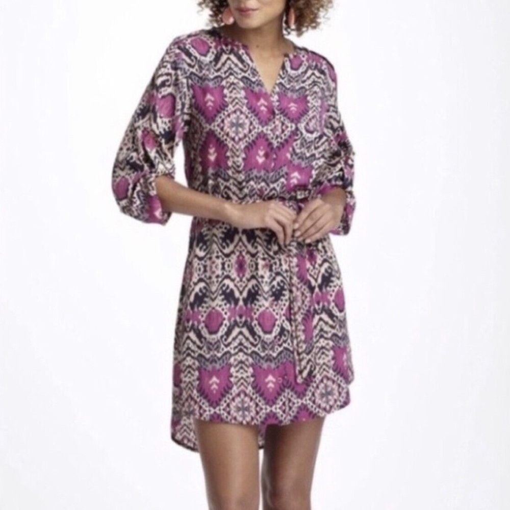 Anthropologie Maeve Ikat Print Shirt Dress